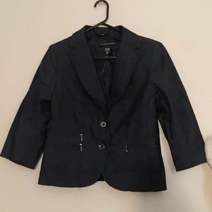 New York & Company 3/4 sleeve jacket blazer. Soft cotton deep blue denim.